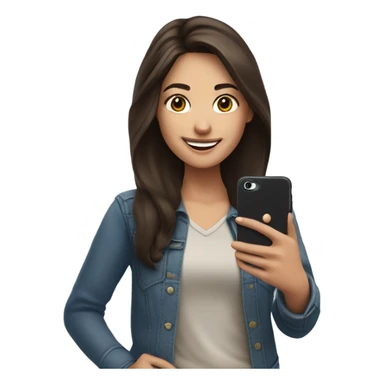 Brunette Girl taking selfie with her phone sticker