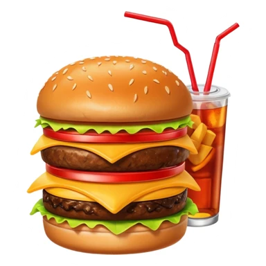 A single burger,, soft drink, fries image for my food vertical in the super app sticker