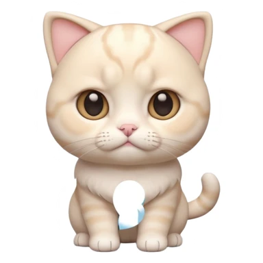 A 3D cartoon cream-white Scottish Fold cat with folded ears, soft round cheeks, pastel lighting, cinematic 3D Memoji style. full body or half body. sticker