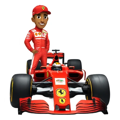 Lewis hamilton with ferrari f1 team  sticker