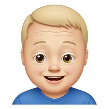 A man with Downs syndrom and CP making a funny face sticker