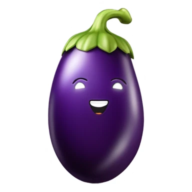 cheerful 3D eggplant sticker