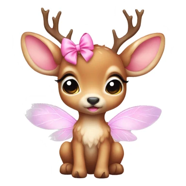 baby deer with fairy wings and a pink bow around its neck  sticker
