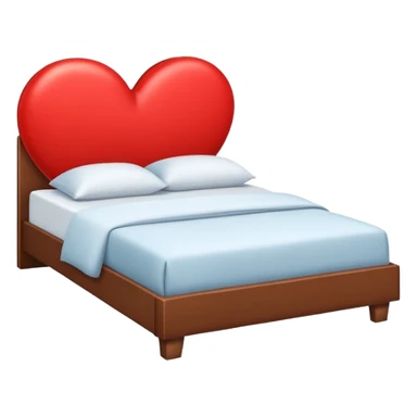 bed with a large red heart replacing the headboard sticker