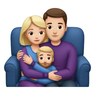 Women cuddling man on couch sticker