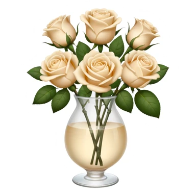 Cream color roses in glass vase sticker