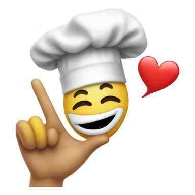 Emoji blowing a kiss with a heart wearing a chefs hat sticker