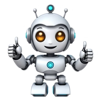 cute girly robot with a big smile, portal design , giving a big thumbs-up sticker