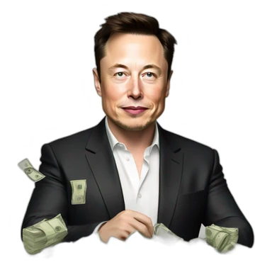 Elon Musk with money sticker