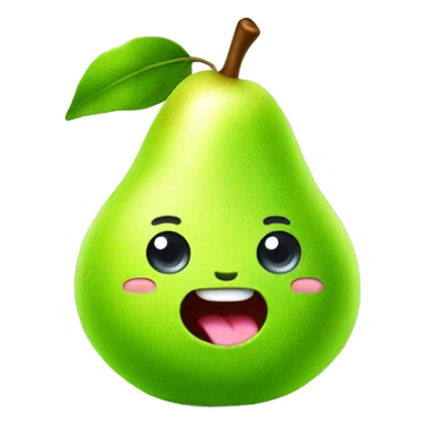 Shiny Green Cute pear with tongue sticker