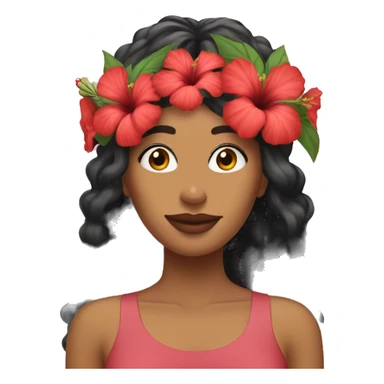 Hibiscus flower crown on womans head sticker