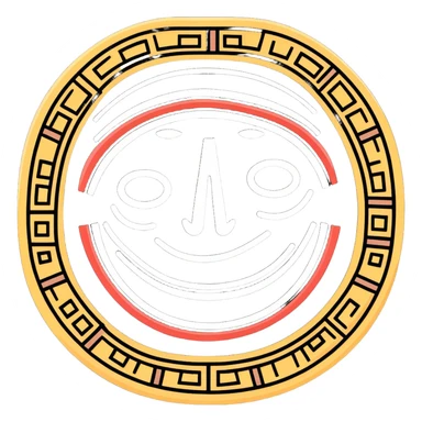 Mayan glyphs for messaging: happy face when receiving a message, sad face when no reply, letter symbol, all in minimalist geometric style sticker