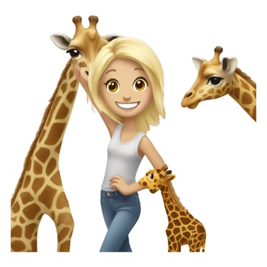 Blonde girl dancing with a giraffe sticker