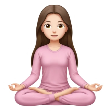 pretty white brunette teen long hair with hazel eyes in light pink meditating sticker