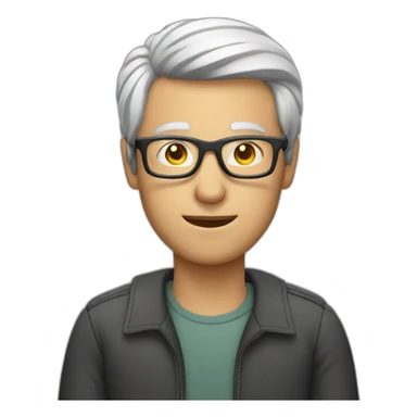 man with computer and glasses sticker