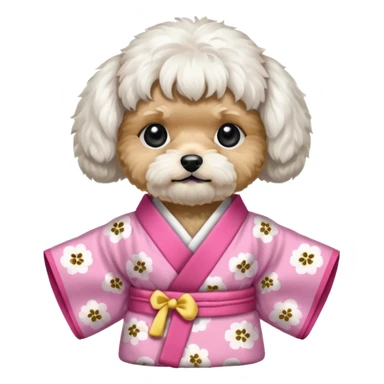 All White face Maltipoo with pink kimono sticker