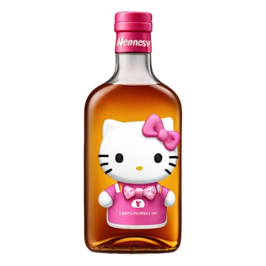 Hennessy alcohol bottle with hello Kitty sticker