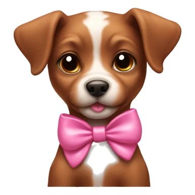 brown puppy with a small coquette pink bow on its head sticker