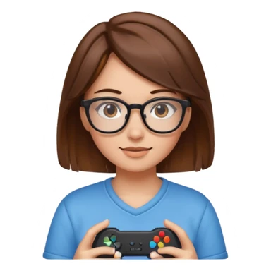gamer girl with glasses, brown hair sticker