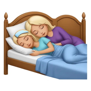 Brunette women sleeping in bed on white blonde woman sticker