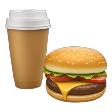 burger with eyes drinking a coffee sticker