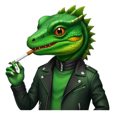 Lizard in a black jacket smoking a blunt sticker