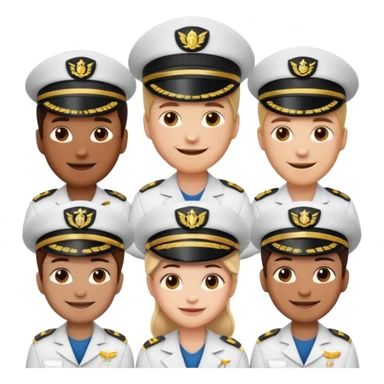 emoji style ship crew where everyone is a capitan less cartoony sticker