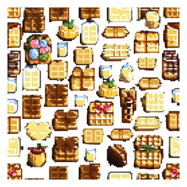 a stack of waffles, pixel art style sticker