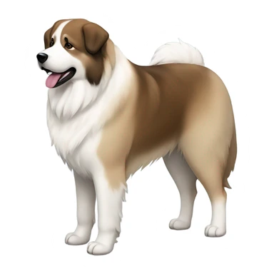 White and brown Great Pyrenees and big dark Akita standing next to each other sticker