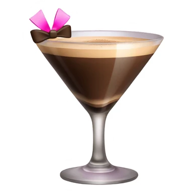 an espresso martini but with a little pink bow on the stem of the glass sticker
