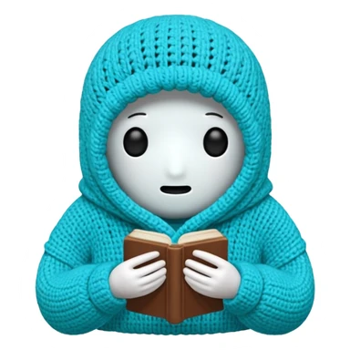 novelo de crochê na cor ciano sem rosto sticker