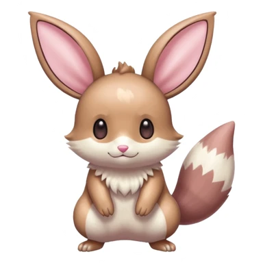 Kawaii Shiny Colorful Pastel Minccino-Furret-Eevee-fusion Full Body sticker