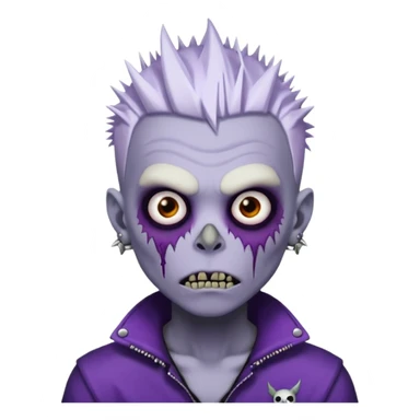 Purple pale skinned zombie boy skin so with white spiky hair. Nose and ear piercings. Emo. sticker