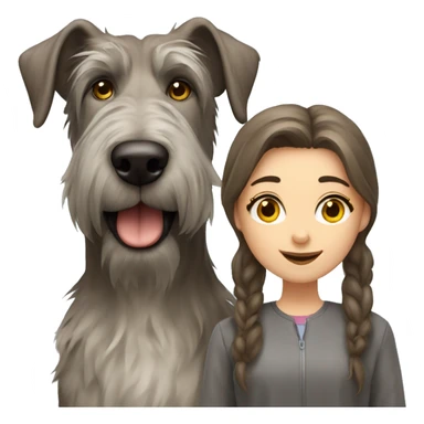 brown hair girl and Irish wolfhound dog  sticker