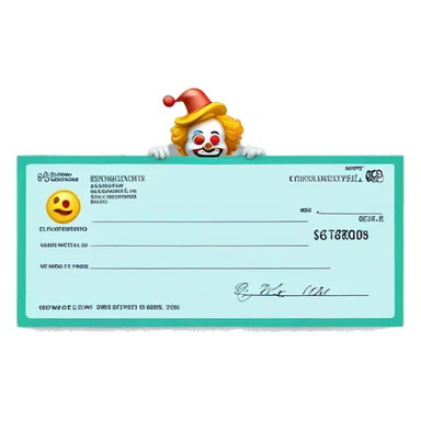 bank check with clown face on it sticker