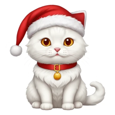 a full-body white cat with Christmas accessories  sticker