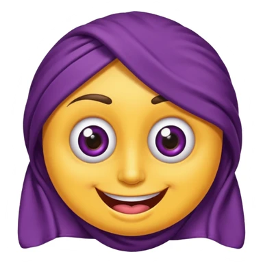Hazme un emoji de una toalla morada con ojos de Cari con ojos de caricatura con boca sticker