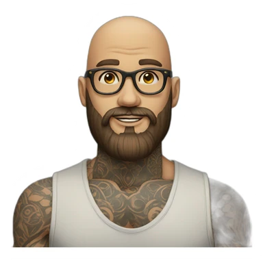 Tattooed beard man bald with glasses sticker
