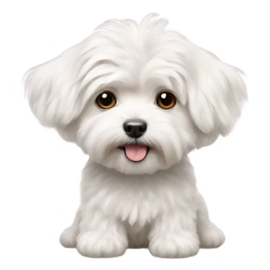 A fluffy white Maltese and maltipoo mixed small dog  sticker
