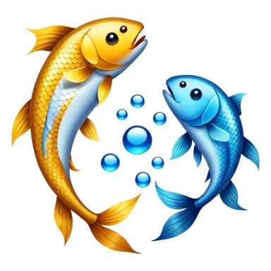 The zodiac symbol Pisces. Two fish in a “yin-yang” formation. The fish are glittering. One fish’s head is facing the other fish’s tail, and vice versa forming a circle.  sticker