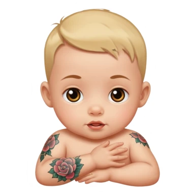 baby with tattoo sticker