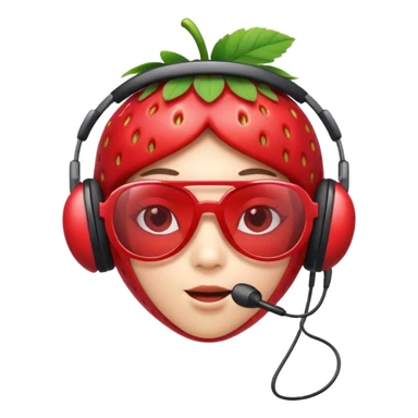 A Cute strawberry wearing headset and shades sticker