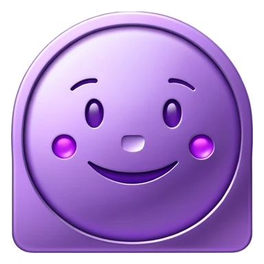 Purple token or coin with a capital letter T and a smiling face sticker