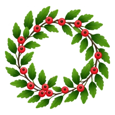 A leafy wreath with small berries woven between the branches. sticker