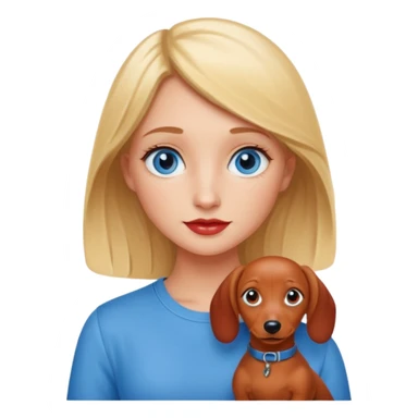 Mini red dachshund and blonde girl with blue eyes  sticker
