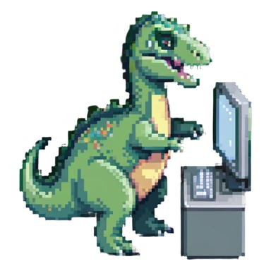 dinosaur using a computer sticker