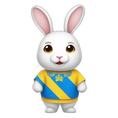 rabbit in a Ukrainian flag costume sticker
