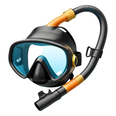 An icon featuring a close-up of a freediving mask and snorkel, with a breath-holding diver's fins, set against a vibrant underwater world. The design includes coral reefs, fish, and bubbles, symbolizing the serene beauty and thrill of freediving. Transparent background highlights the calm sticker
