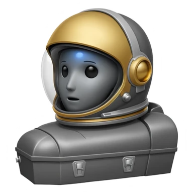 bodyless dark grey astronaut helmet, NO face, empty casket sticker