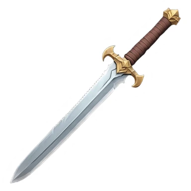 barbarian sword object icon, large heavy sword, rough steel blade, leather wrapped handle, battle-worn scratches, fantasy style, 3D cartoon, mobile game icon style, centered, clean background, soft shadow, no text, no watermark

 sticker